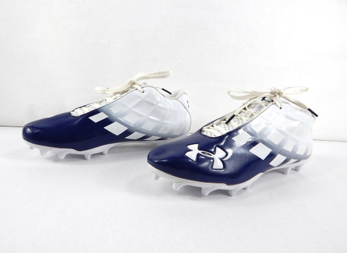 2013 Utah State Under Armour Team Mercenary 5/8 Navy/White Football Cleats 11.5
