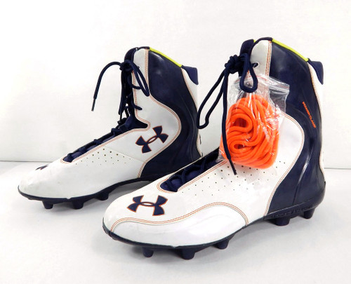 2010 Auburn Under Armour PowerClamp MC White/Navy/Orange Football Cleats 14