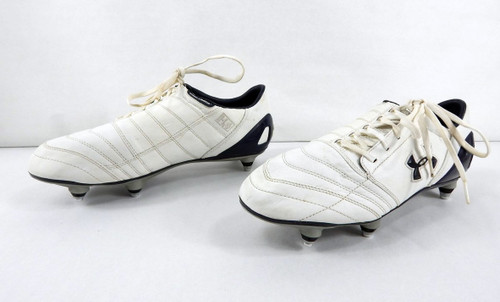 2010 Utah State Under Armour Dominate H2OI FG White/Navy Soccer Cleats 11.5