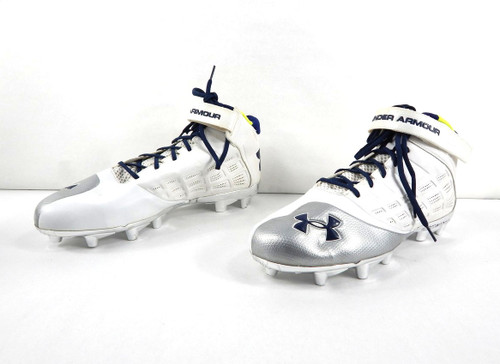2013 Utah State Under Armour Team Fierce MC White/Silver/Navy Football Cleats 15
