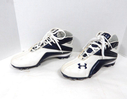 2010 Utah State Aggies Under Armour Highlight Hammer D White Football Cleats 14