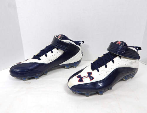 2010 Auburn Under Armour Fierce 3 Lightning White/Navy Football Cleats 13.5