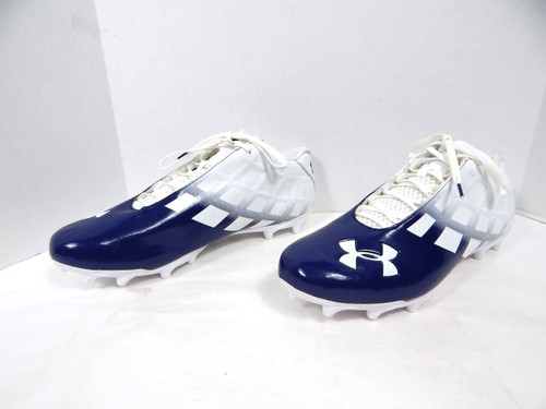 2013 Utah State Under Armour Team Mercenary 5/8 White/Navy Football Cleats 16