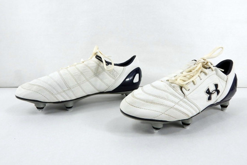 2010 Utah State Under Armour Dominate H2OI FG White/Navy Soccer Cleats 10