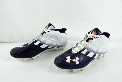 2012 Utah State Under Armour Team Highlight Demo White/Navy Football Cleats 9.5