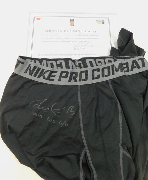 2017 Carlos Correa Astros WS Game-Used Black Leggings  COA#CR96735886 AUTO