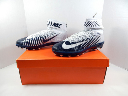 2016 Utah State Aggies Nike Lunarbeast Elite TD CF White/Navy Football Cleats 16