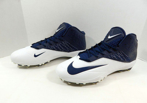 2014 Utah State Aggies Nike Zoom Code Elite 3/4 TD White/Navy Football Cleats 17