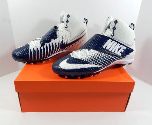 2016 Utah State Aggies Nike Lunarbeast Pro TD CF White/Navy Football Cleats 16