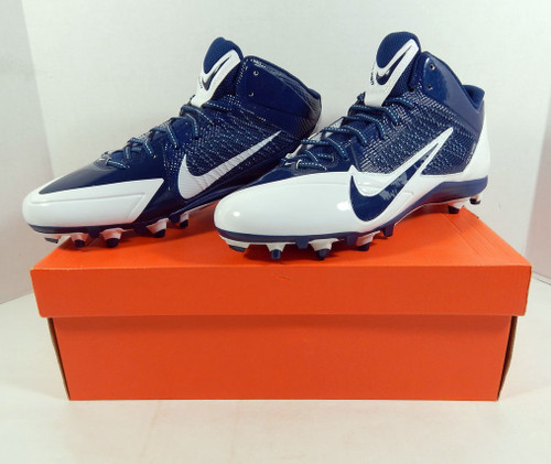 2013 Utah State Aggies Nike Alpha Pro 3/4 TD White/Navy Football Cleats 12