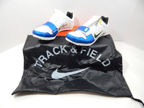 Utah State Aggies Nike Zoom LJ 4 White/Black/Blue Field Spikes Size 5