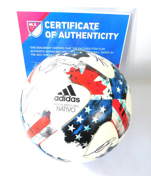 2017 Chicago Fire Red/White/Blue NATIVO OMB Team Signed Soccer Ball COA