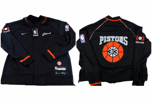 2023-24 Detroit Pistons Game Issued Black Warm Up Jacket City Ed Bad Boys LT NWT
