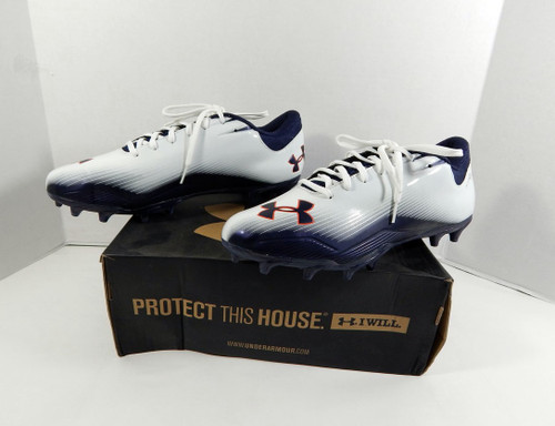 Auburn Tigers UA Team Nitro 3 Lowtop MC Team Issued White Football Cleats 12.5