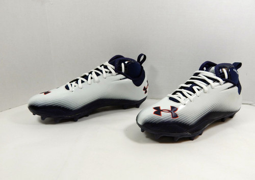 Auburn Tigers UA Midtop Team Issued White Football Cleats Size 13