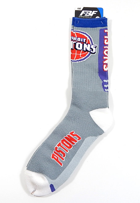 Detroit Pistons Logo Jump Key Grey FBF Originals Socks Size Large New