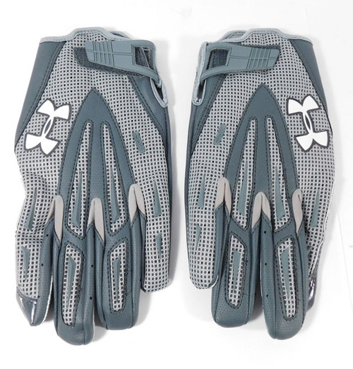 New Under Armour Fierce II NCAA Gray Football Receiver Gloves Size L