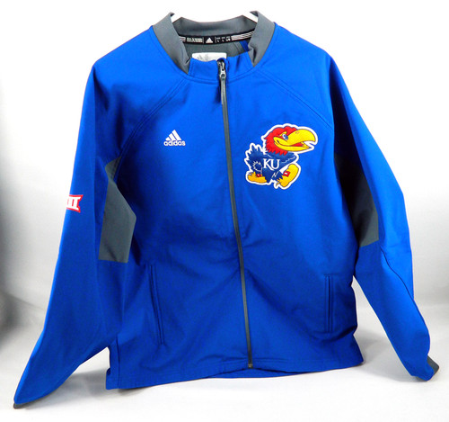 Kansas Universey Jayhawks Team Issued Blue Warmup Jacket Adidas 2XL