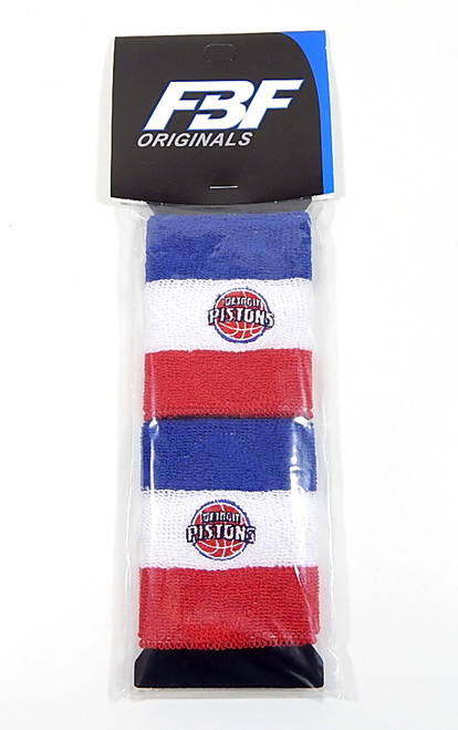 Detroit Pistons Red White Blue Stripe FBF Originals Sweatbands Wristbands New