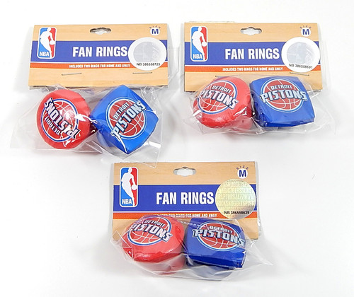Lot of (3) Detroit Pistons Official NBA Fan Rings 2-Packs Medium New Sealed