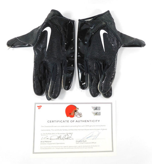 11/20/22 Harrison Bryant Game Worn Nike Football Gloves Browns vs. Bills COA