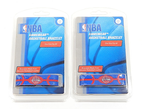 Lot of (2) Detroit Pistons NBA Gamewear Leather Basketball Bracelets Blue New