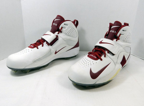 Nike Air Zoom Boss Shark Hightop White/Maroon Football Cleats Size 16