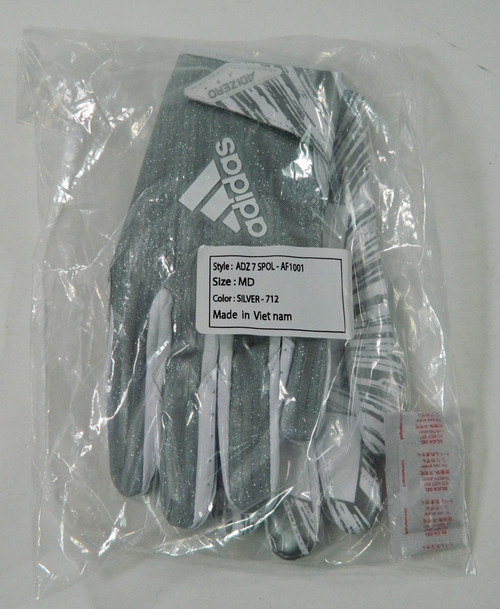 New Addidas Adizero Football Receiver Gloves ADZ 7 SPOL - AF1001 Silver M