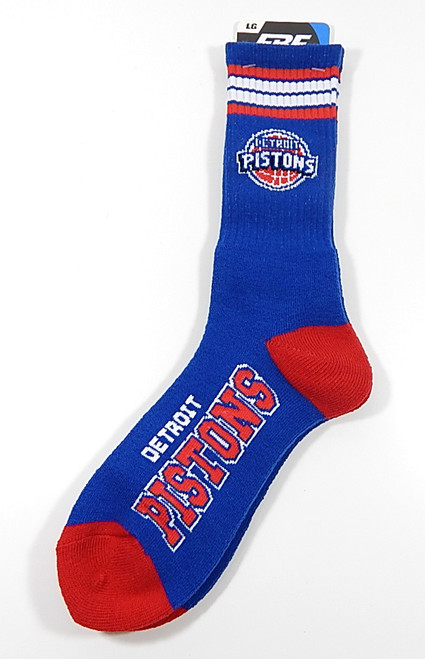 Detroit Pistons 4 Stripe Deuce FBF Originals Socks Blue Size Large New