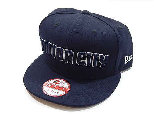 Detroit Pistons Motor City Logo New Era 9Fifty Snapback Hat Cap Navy Blue