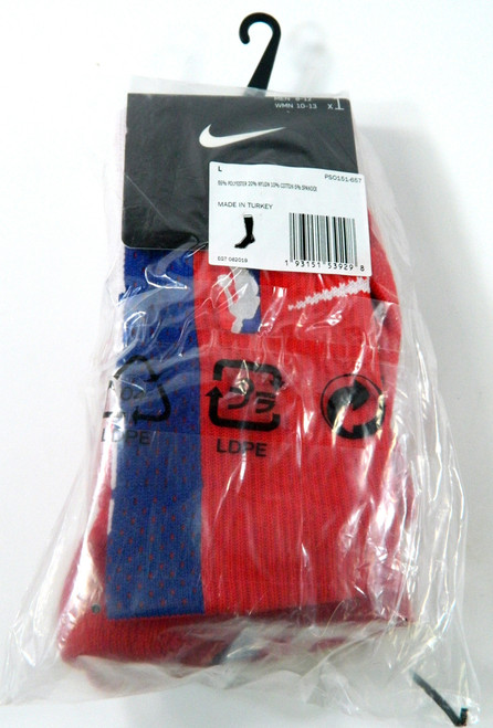 1-Pair Detroit Pistons NBA Game Issued Nike Red /w Blue Over the Calf Socks L New