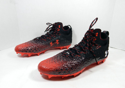 UA Team Issued Clone 2.0 Midtop Texas Tech Red Raiders Black Football Cleats 16