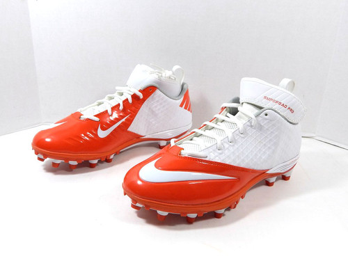 Nike Lunar Super Bad ProTD Midtop Clemson Tigers Wht/Orange Football Cleats 11.5