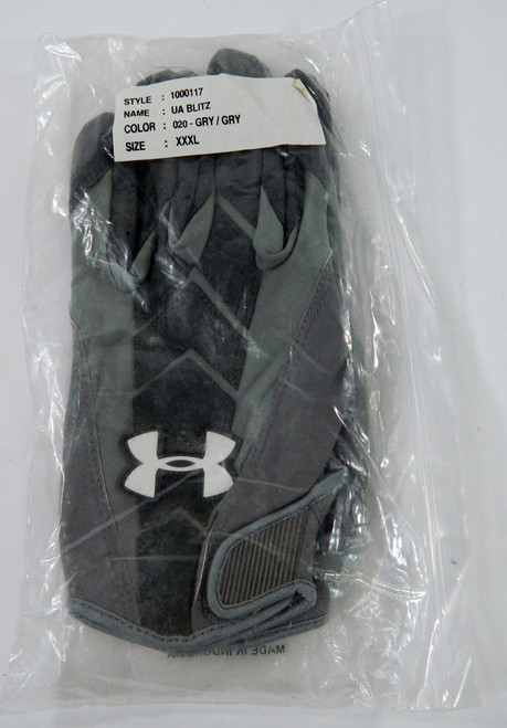 New Under Armor UA Blitz Gray/Gray Receiver Gloves Size XXXL 3XL