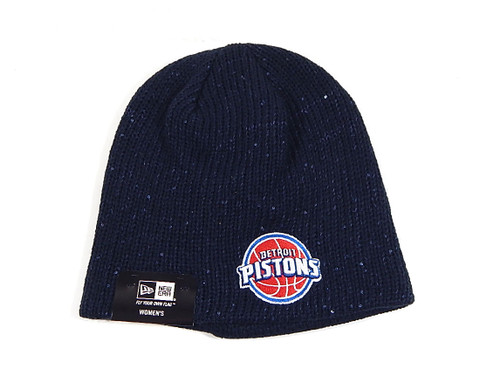Detroit Pistons Glitter Sequin New Era Women's Knit Beanie Winter Hat Black New