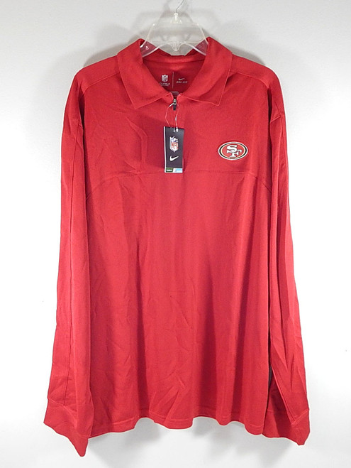 San Francisco 49'ers Nike Team Issued Sideline Pullover LS Polo Shirt Red L