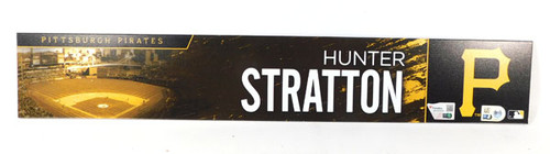 Hunter Stratton 63 2023 Pirates Team Issued 18" x 3" Locker Room Nameplate COA