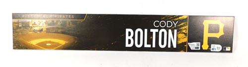 Cody Bolton #67 2023 Pirates Team Issued 18" x 3" Locker Room Nameplate COA
