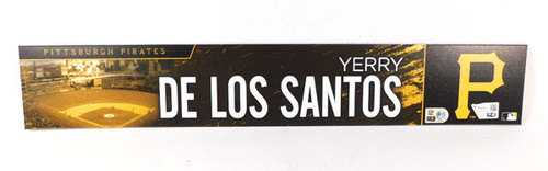 Yerry De Los Santos 2023 Pirates Team Issued 18" Locker Room Nameplate COA