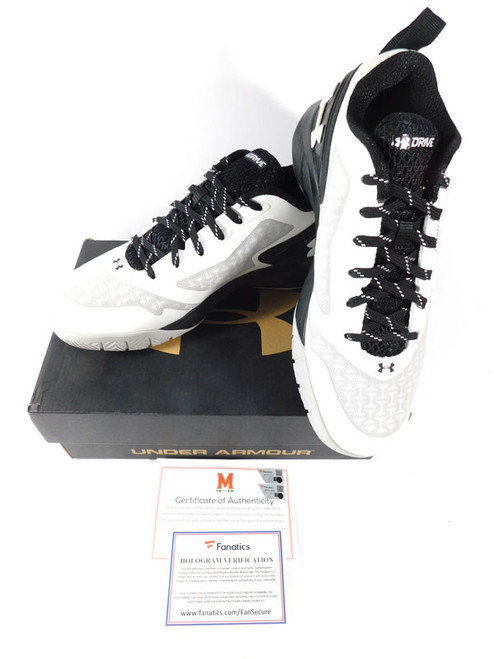 Maryland Terrapins Team Issued Under Armour TB Drive Low 2 Size 7 Shoes Wht/Blk