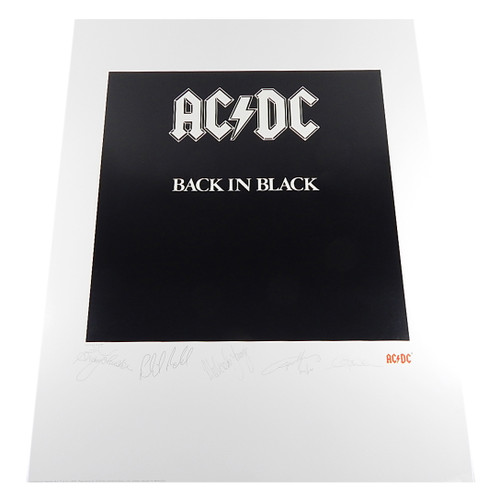 AC/DC Back In Black Plate Signed Litho Print Poster /2500 22x28 Angus Young Auto