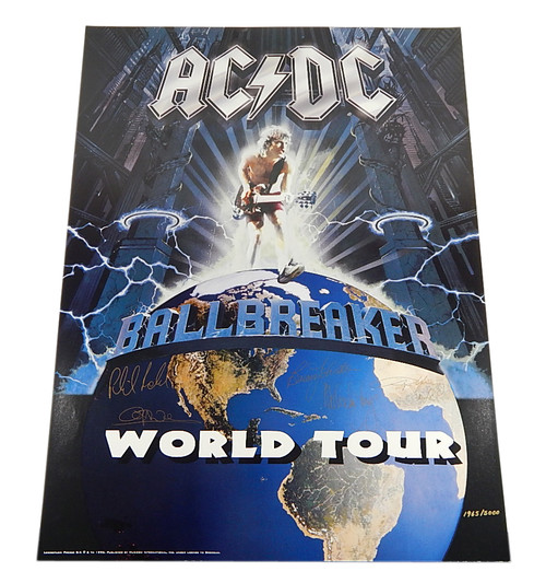 AC/DC Ballbreaker Plate Signed Litho Print Poster /5000 18x24 Angus Young Auto