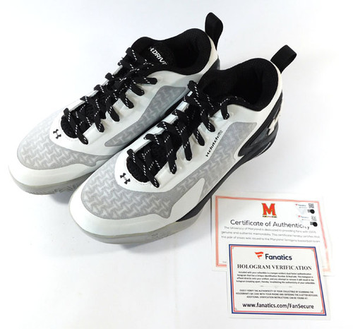 Maryland Terrapins Team Issued Under Armour TB Drive Low 2 White/Blk Shoes 7.5