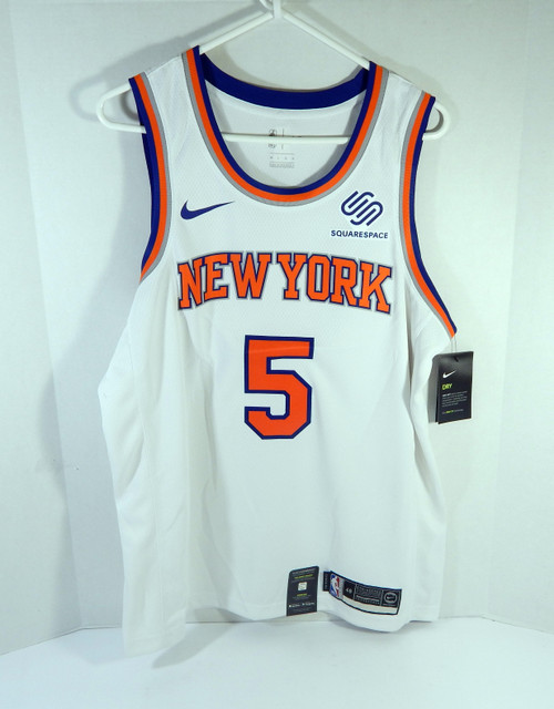 Men New York Knicks Dennis Smith Jr #5 White Assc Jersey Swgman L 48 Nike NWT 4S