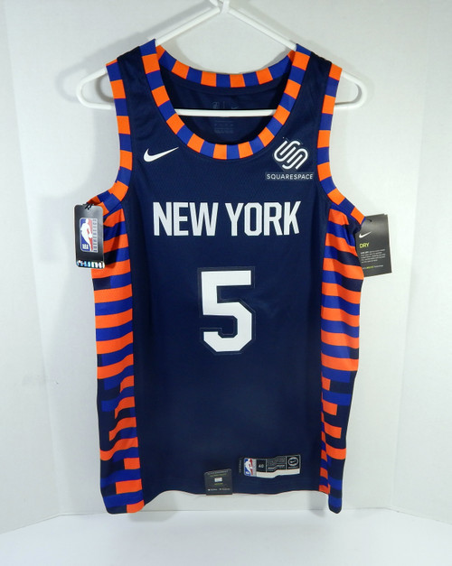Men New York Knick Dennis Smith Jr #5 Navy City Ed Jersey Swgmn S 40 Nike NWT 4S