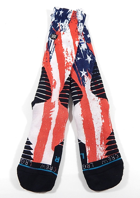 NBA Stance Core Basketball Socks Mens Large Crew American Flag Design New