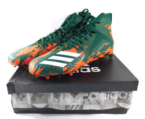 Miami Hurricanes Team Issued adidas Freak Mid RC NCAA Football Cleats Size 16