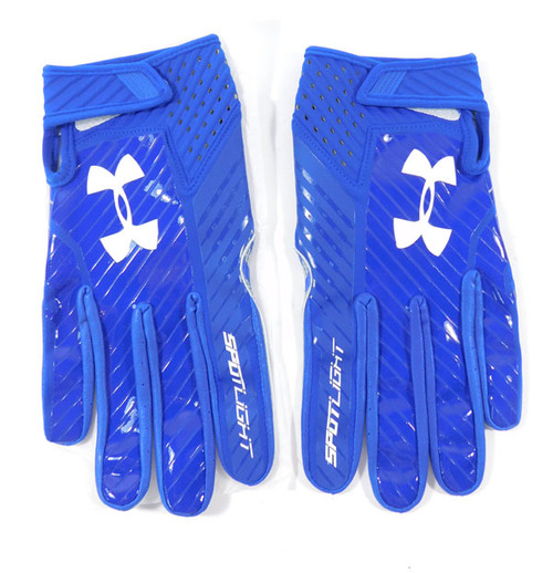 New Under Armour Spotlight Dallas Cowboys Royal Blue Receiver Gloves Size XL