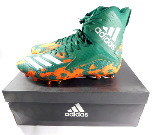 Miami Hurricanes Team Issued adidas SM Freak High Wide RC Cleats Size 17 AH2523