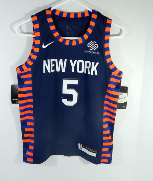 Youth New York Knicks Dennis Smith Jr #5 Navy City Ed Jersey Swingman M Nike NWT